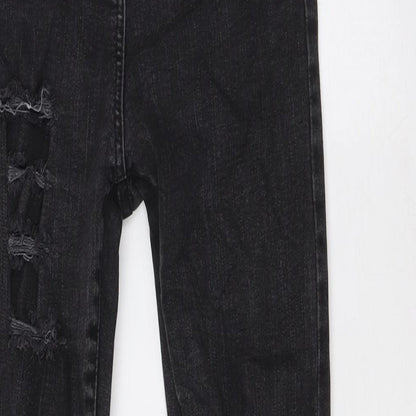 NEXT Womens Black Cotton Skinny Jeans Size 10 L28 in Regular Zip