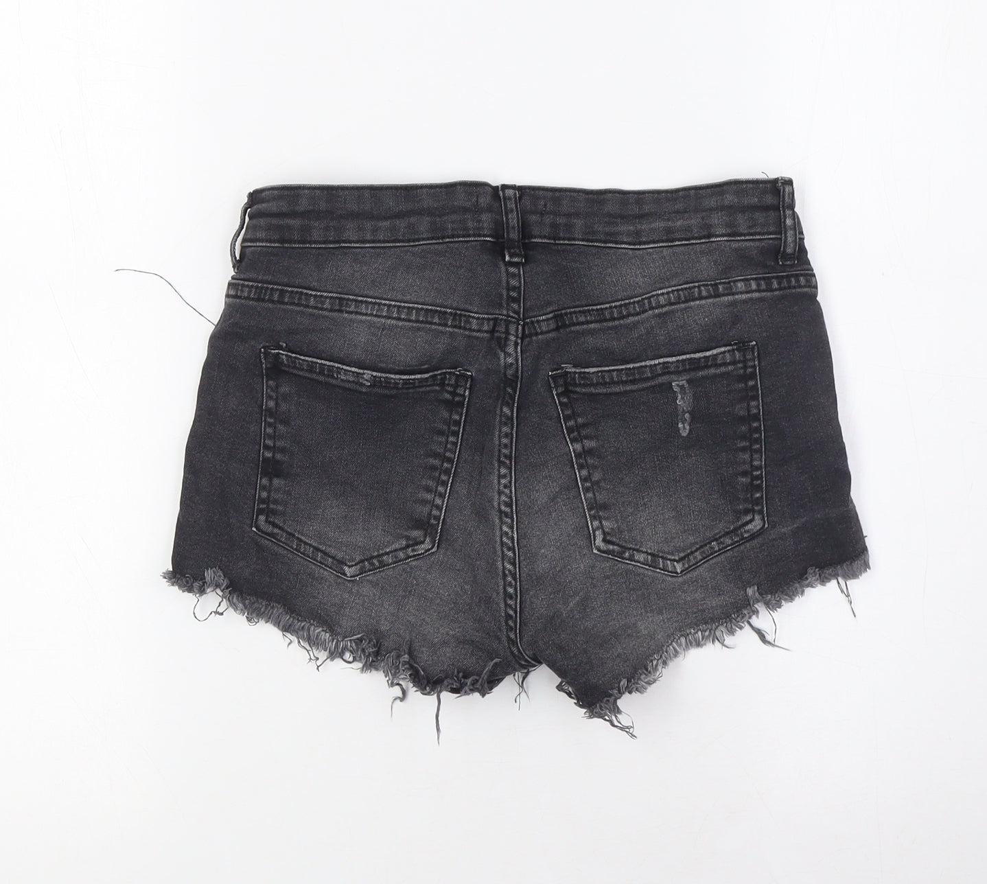 H&M Womens Black Cotton Basic Shorts Size 4 Regular Zip