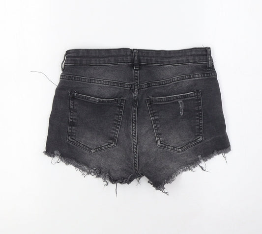 H&M Womens Black Cotton Basic Shorts Size 4 Regular Zip