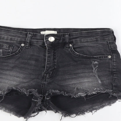 H&M Womens Black Cotton Basic Shorts Size 4 Regular Zip