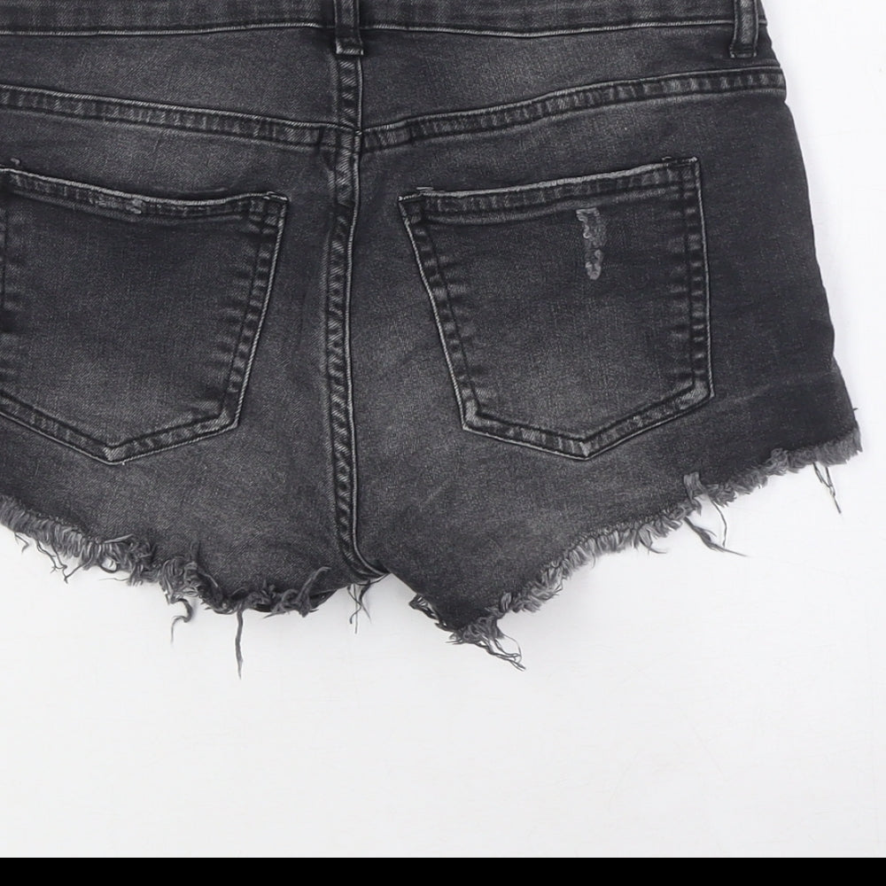 H&M Womens Black Cotton Basic Shorts Size 4 Regular Zip