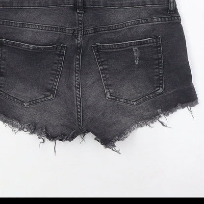 H&M Womens Black Cotton Basic Shorts Size 4 Regular Zip