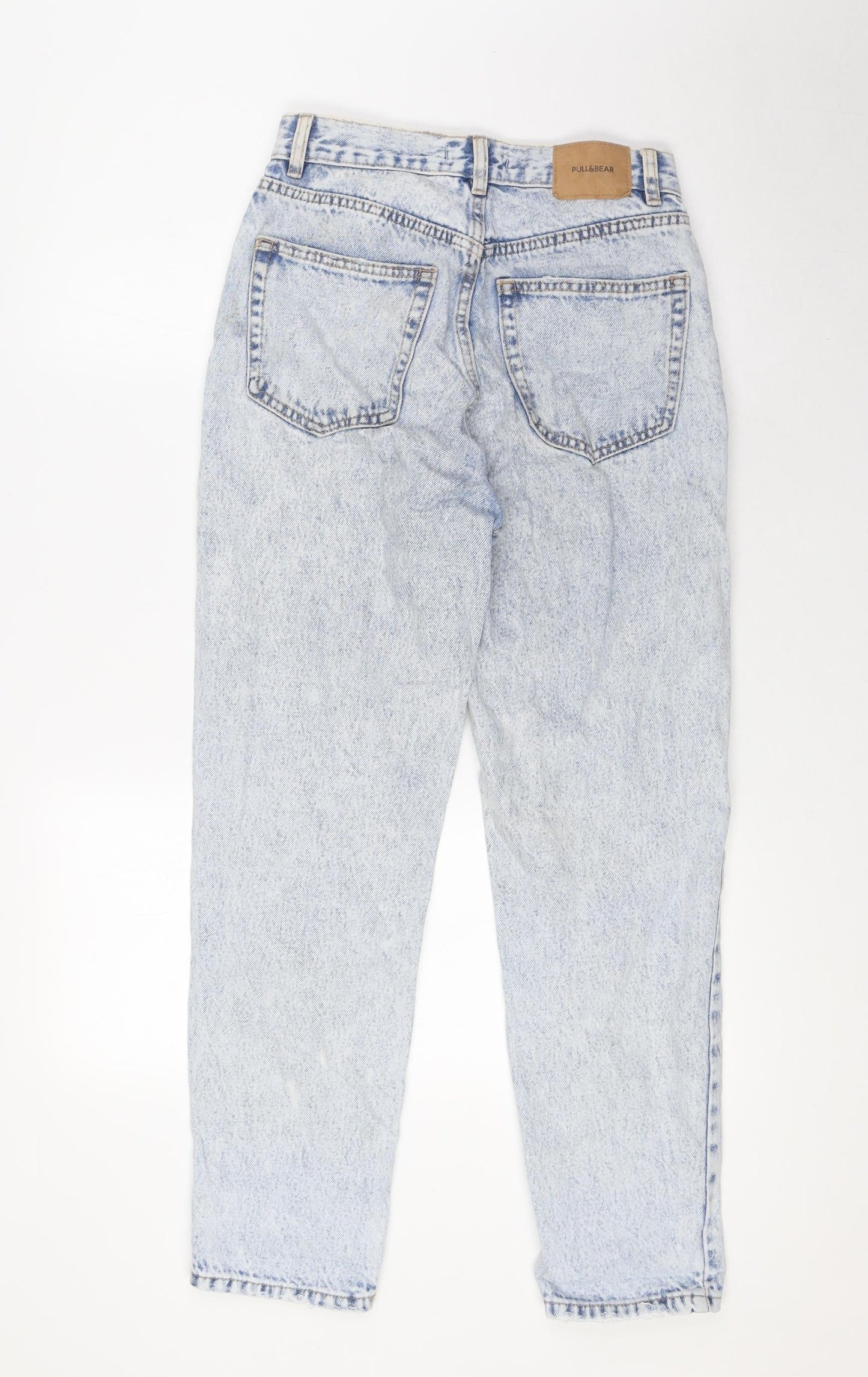 Pull&Bear Womens Blue Cotton Mom Jeans Size 4 L24 in Regular Zip