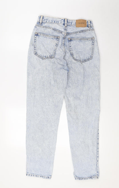 Pull&Bear Womens Blue Cotton Mom Jeans Size 4 L24 in Regular Zip