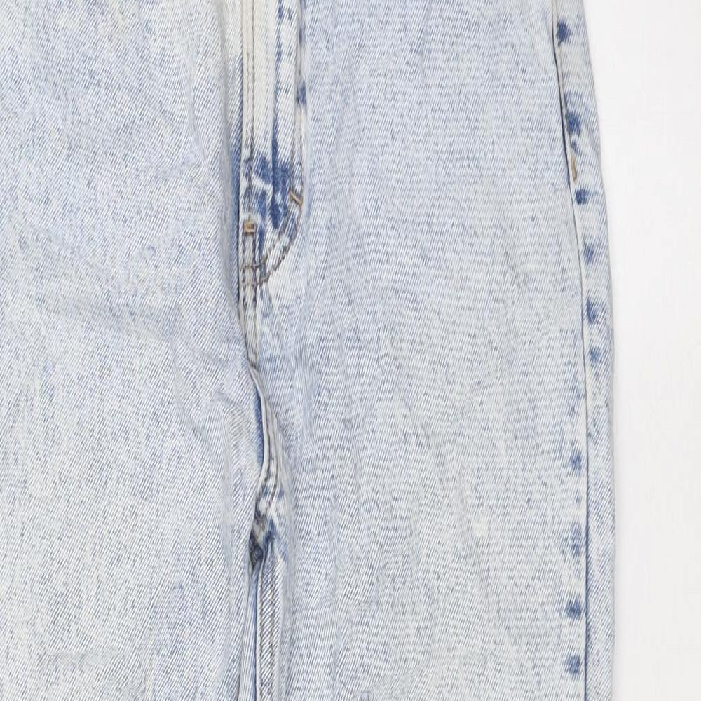 Pull&Bear Womens Blue Cotton Mom Jeans Size 4 L24 in Regular Zip