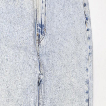 Pull&Bear Womens Blue Cotton Mom Jeans Size 4 L24 in Regular Zip