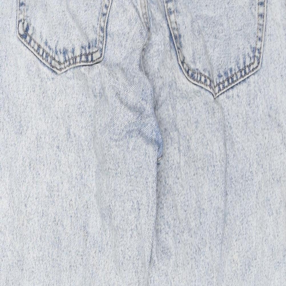 Pull&Bear Womens Blue Cotton Mom Jeans Size 4 L24 in Regular Zip