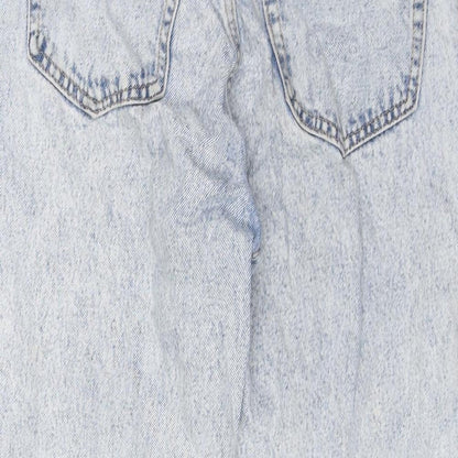 Pull&Bear Womens Blue Cotton Mom Jeans Size 4 L24 in Regular Zip