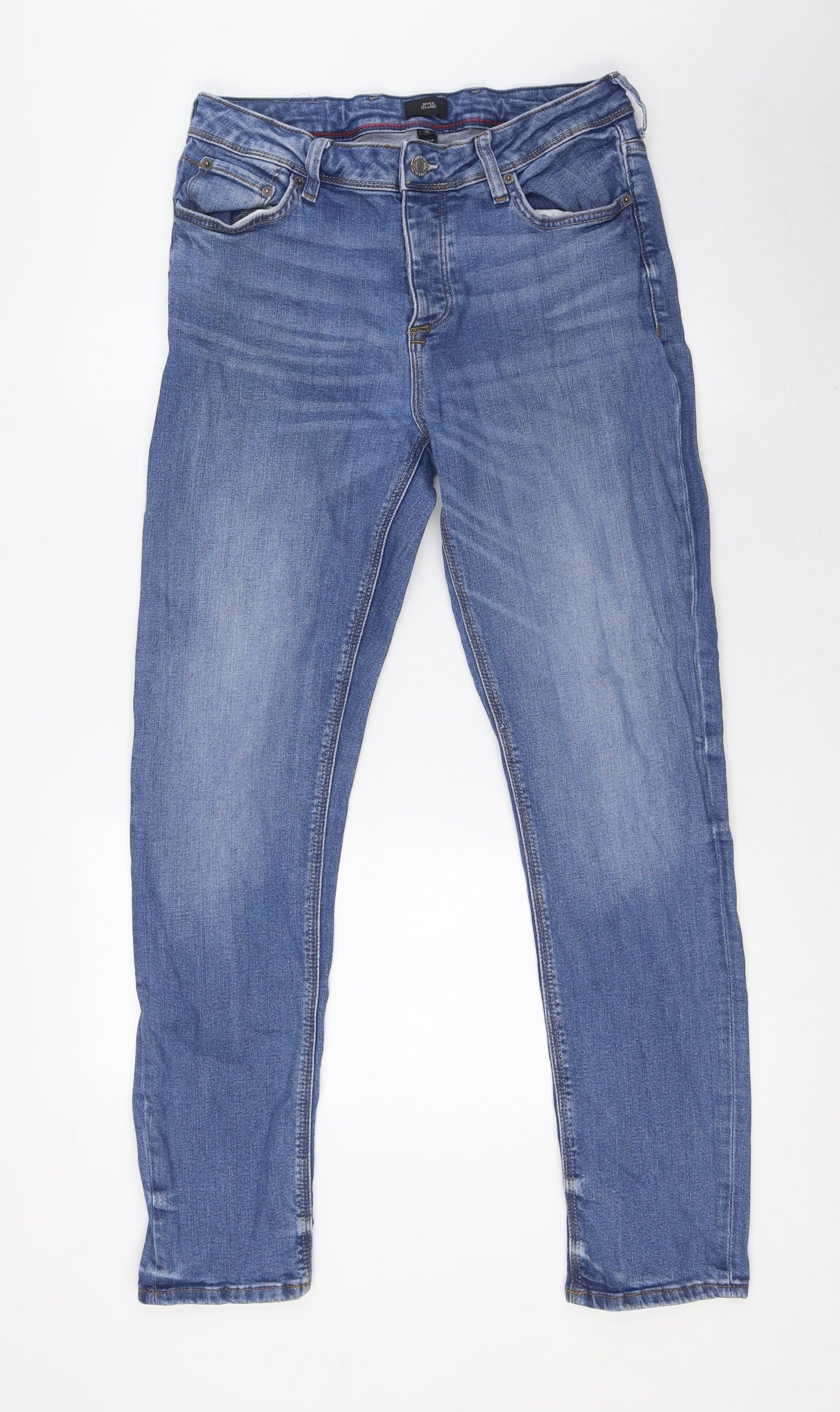 Mens UK Size 30 in River Island Regular Fit Skinny Blue Jeans