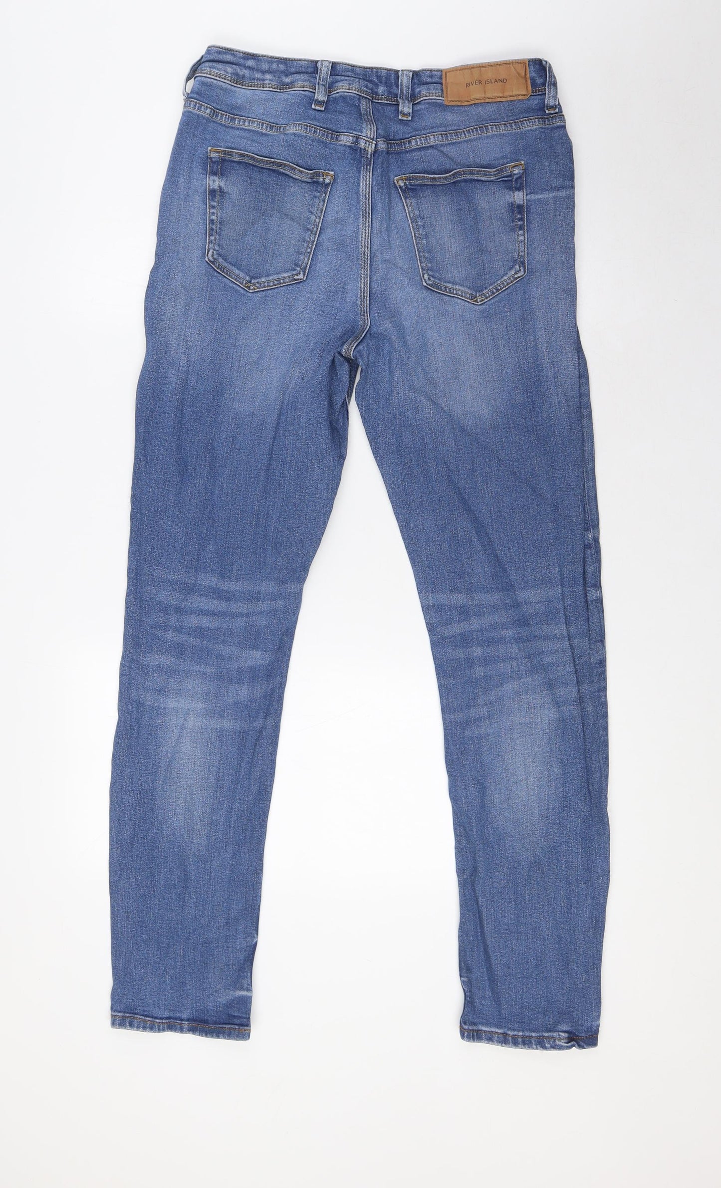 Mens UK Size 30 in River Island Regular Fit Skinny Blue Jeans