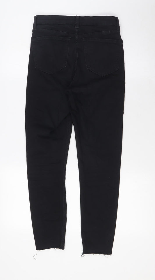 Topshop Womens Black Cotton Skinny Jeans Size 25 in L25 in Regular Zip - Raw Hem