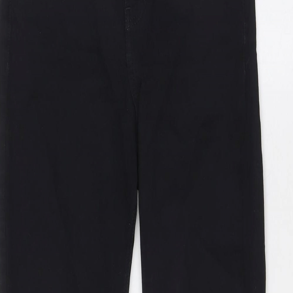 Topshop Womens Black Cotton Skinny Jeans Size 25 in L25 in Regular Zip - Raw Hem