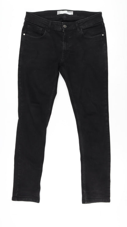 nuon nuo flex Womens Black Cotton Straight Jeans Size 36 in L28 in Regular Zip