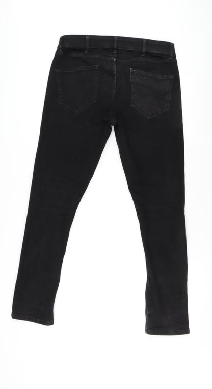 nuon nuo flex Womens Black Cotton Straight Jeans Size 36 in L28 in Regular Zip