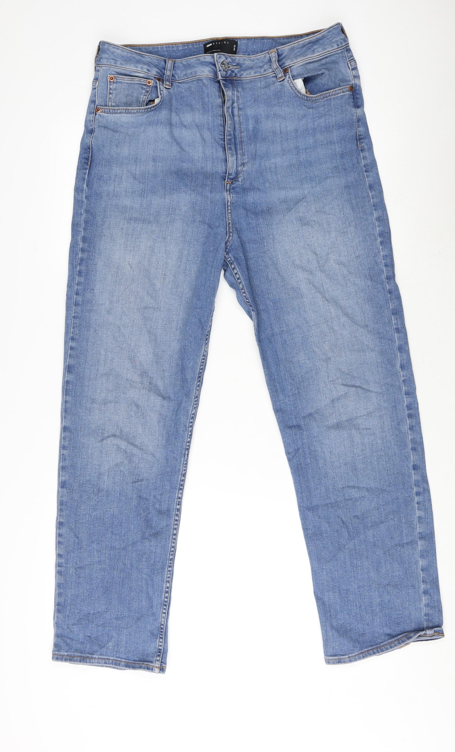 ASOS Womens Blue Cotton Straight Jeans Size 34 in L32 in Regular Zip