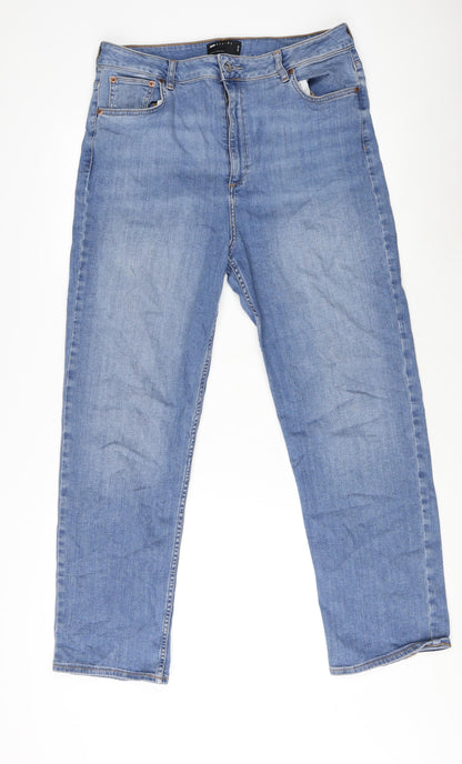 ASOS Womens Blue Cotton Straight Jeans Size 34 in L32 in Regular Zip