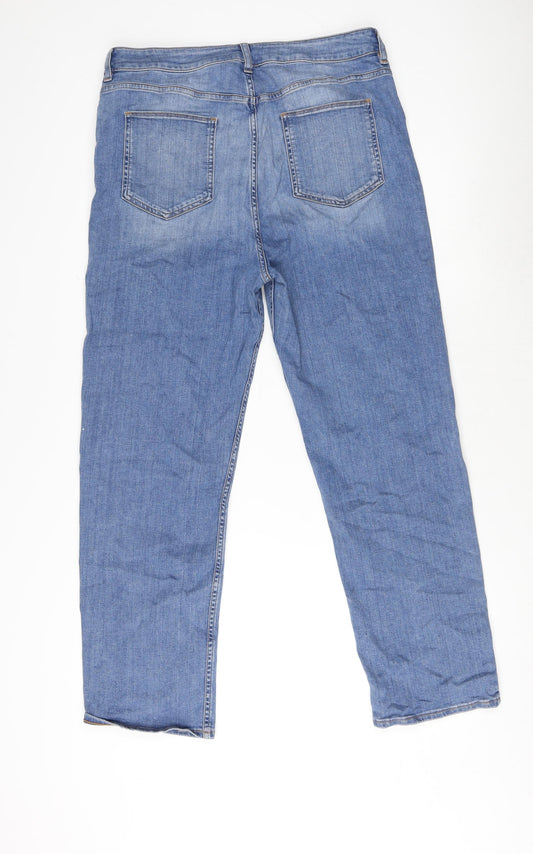 ASOS Womens Blue Cotton Straight Jeans Size 34 in L32 in Regular Zip