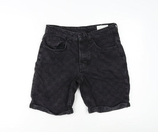 Denim & Co. Womens Grey 100% Cotton Basic Shorts Size 30 in Regular Zip - Inside Leg 8in