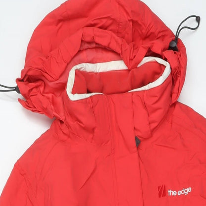 The Edge Womens Red Rain Coat Coat Size 12 Zip