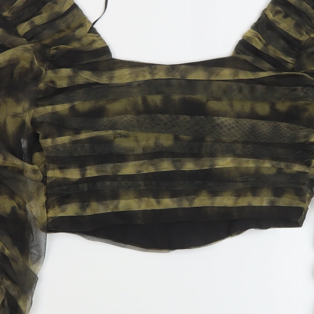 Womens UK Size S Zara Brown Cropped Blouse
