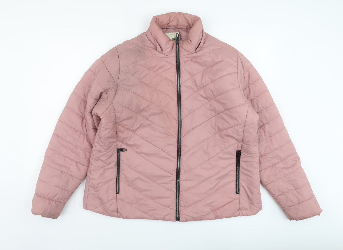 Oner Womens Pink Puffer Jacket Jacket Size 3XL Zip