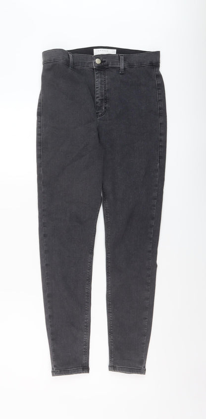 Topshop Womens Grey Cotton Skinny Jeans Size 32 in L26 in Regular Button