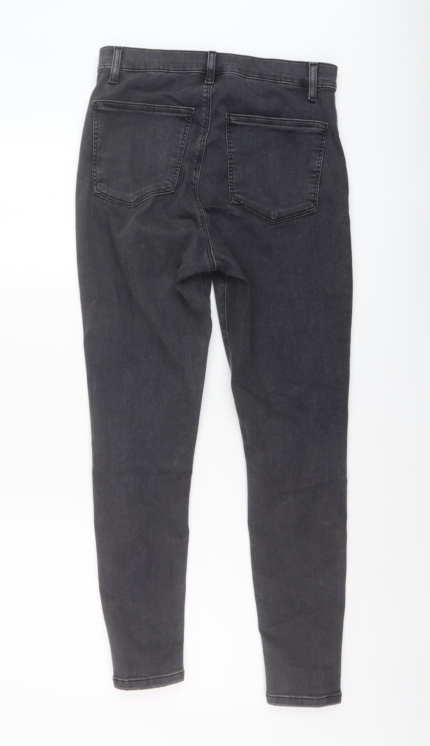 Topshop Womens Grey Cotton Skinny Jeans Size 32 in L26 in Regular Button