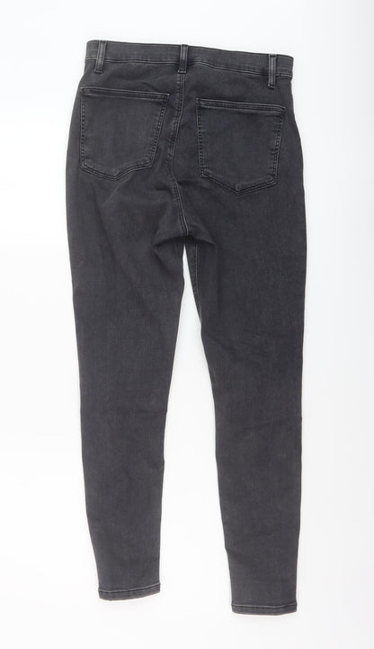 Topshop Womens Grey Cotton Skinny Jeans Size 32 in L26 in Regular Button