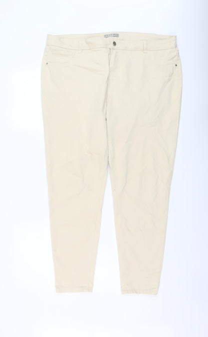 Denim & Co. Womens Beige Cotton Skinny Jeans Size 20 L27 in Regular Button