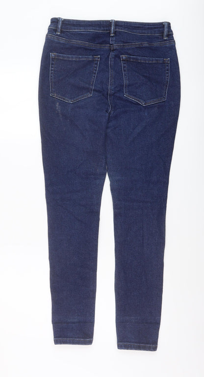 NEXT Womens Blue Cotton Skinny Jeans Size 12 L27 in Regular Button