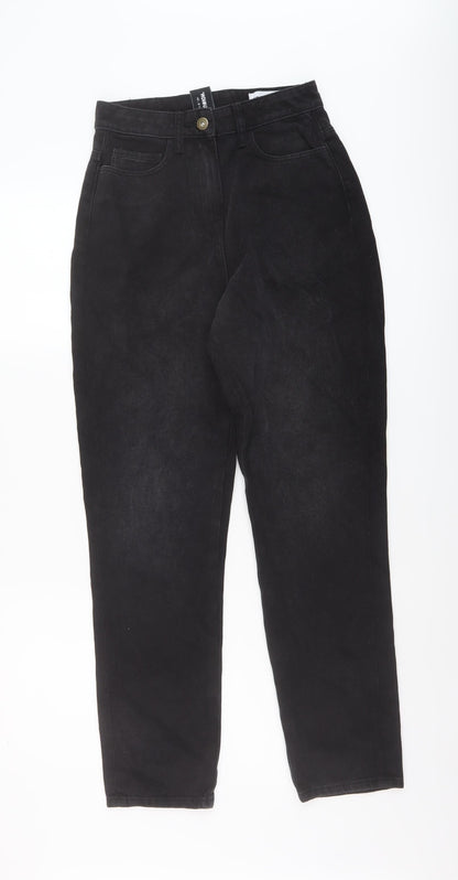 COLLUSION Womens Black Cotton Mom Jeans Size 6 L29 in Regular Button