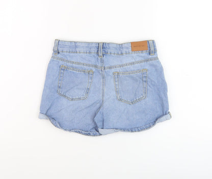 Denim & Co. Girls Blue Cotton Hot Pants Shorts Size 10-11 Years Regular Zip