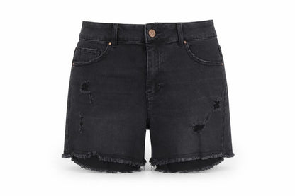 Simply Be Womens Black Cotton Mom Shorts Size 12 L5 in Regular Button