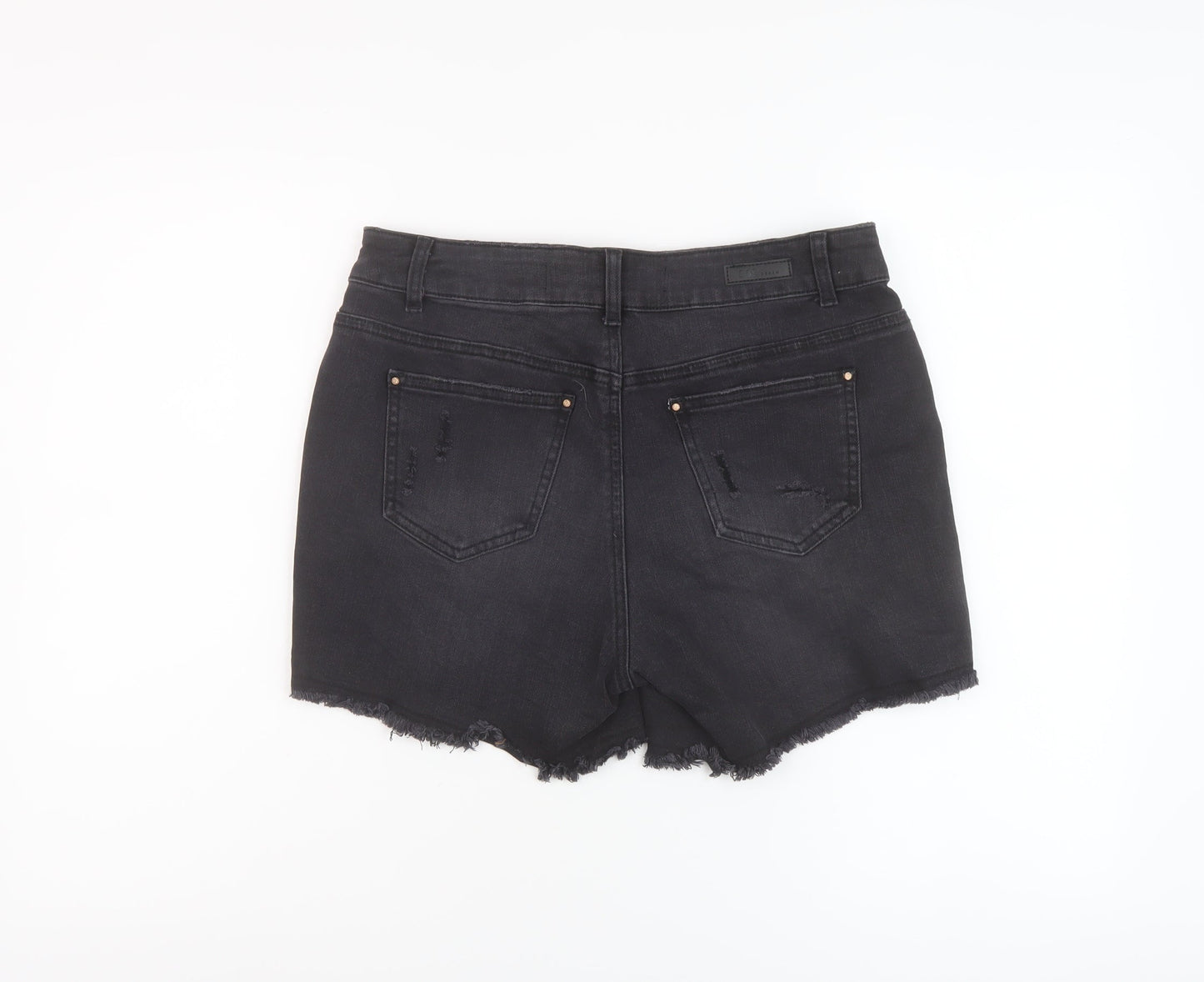 Simply Be Womens Black Cotton Mom Shorts Size 12 L5 in Regular Button
