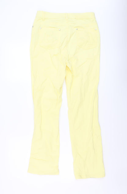 CC Womens Yellow Cotton Straight Jeans Size 10 L28 in Regular Button