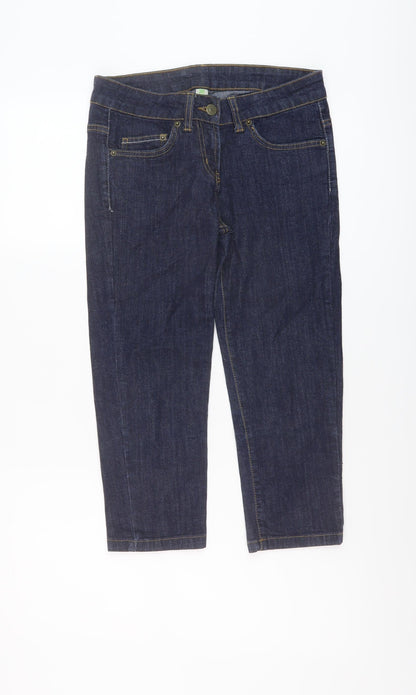 Denim & Co. Womens Blue Cotton Capri Jeans Size 8 L20 in Regular Button
