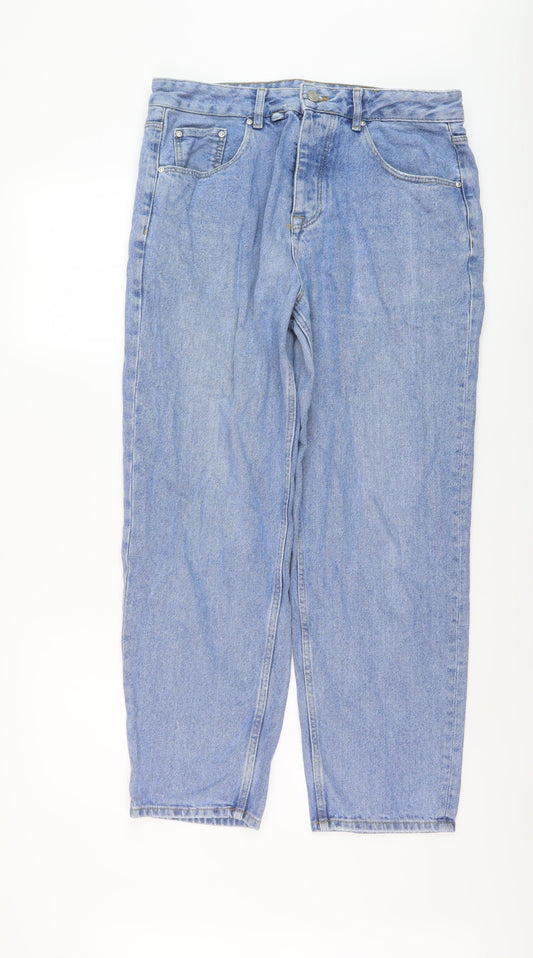 ASOS Womens Blue Cotton Straight Jeans Size 32 in L27 in Regular Button