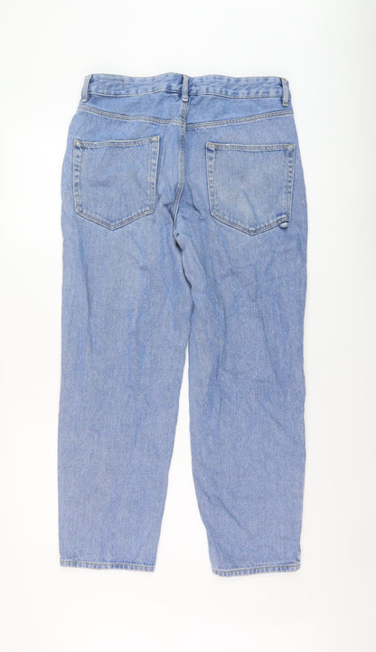 ASOS Womens Blue Cotton Straight Jeans Size 32 in L27 in Regular Button