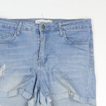 News Womens Blue Cotton Boyfriend Shorts Size 10 Regular Zip - Distressed