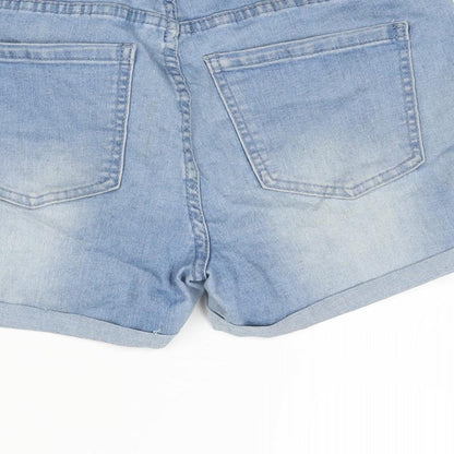 News Womens Blue Cotton Boyfriend Shorts Size 10 Regular Zip - Distressed