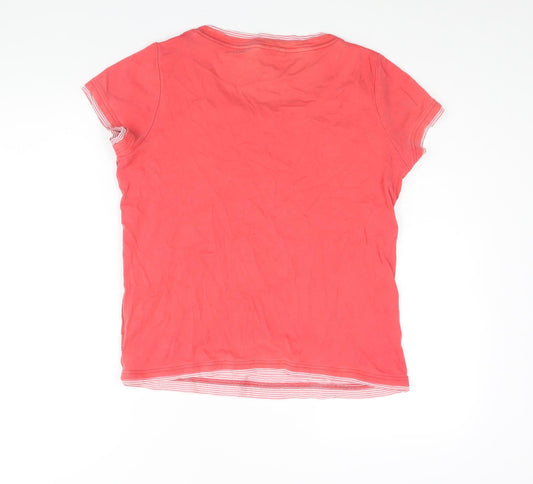 Maine Womens Red Cotton Basic Blouse Size 16 Round Neck - Eyelet Detail