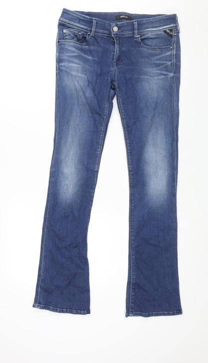 Replay Womens Blue Cotton Flared Jeans Size 29 in L32 in Regular Zip