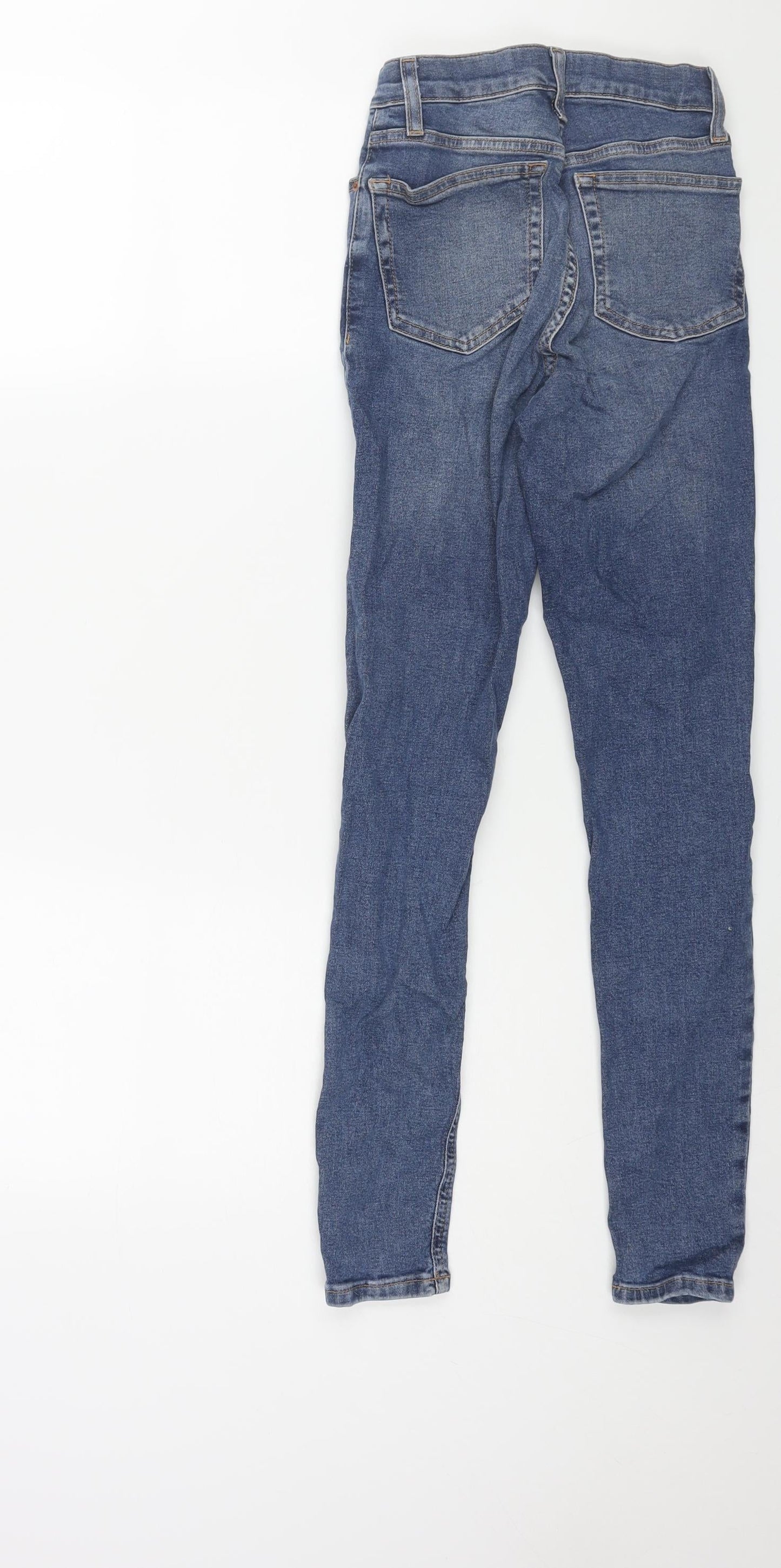 Topshop Womens Blue Cotton Skinny Jeans Size 24 in L32 in Regular Zip
