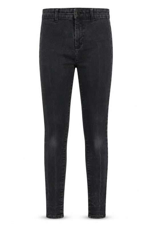 Front view of Denim & Co. women’s black cotton skinny jeans, size UK 6, 26-inch leg regular zip