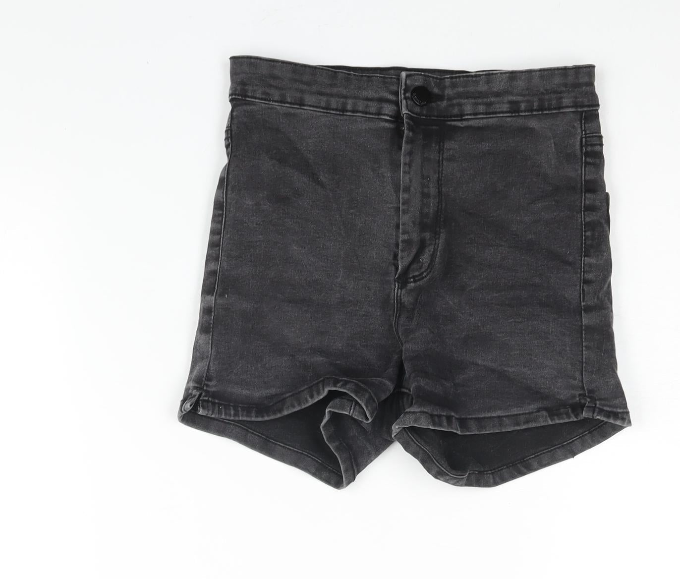 Denim & Co. Womens Grey Cotton Basic Shorts Size 8 L3 in Regular Zip