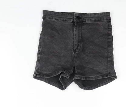 Denim & Co. Womens Grey Cotton Basic Shorts Size 8 L3 in Regular Zip