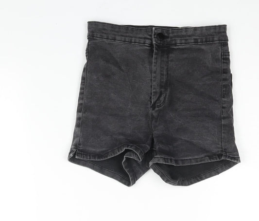 Denim & Co. Womens Grey Cotton Basic Shorts Size 8 L3 in Regular Zip