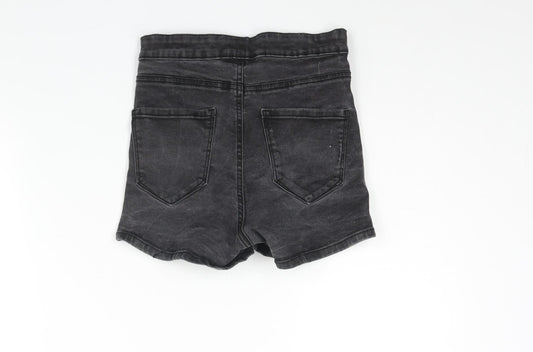 Denim & Co. Womens Grey Cotton Basic Shorts Size 8 L3 in Regular Zip