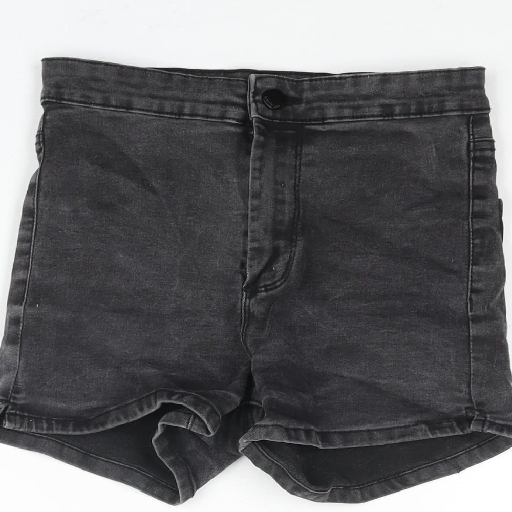 Denim & Co. Womens Grey Cotton Basic Shorts Size 8 L3 in Regular Zip