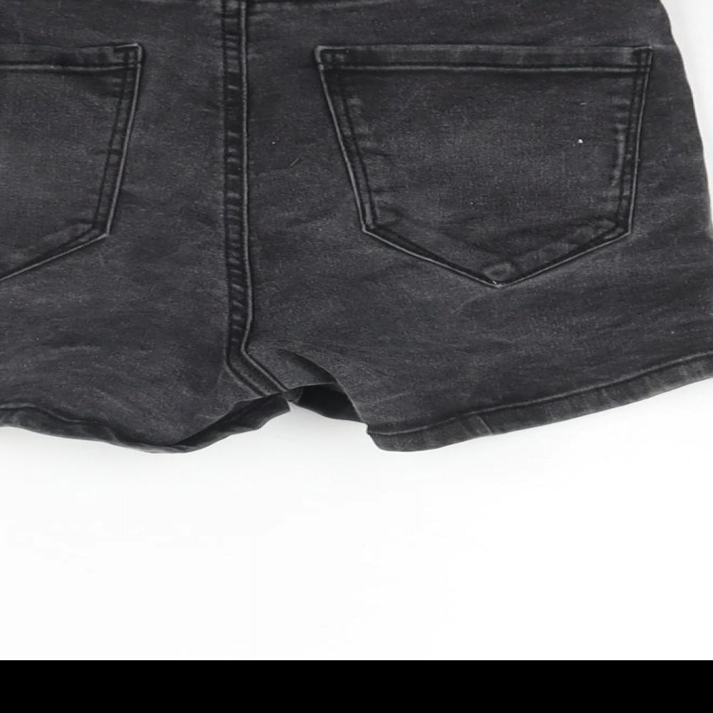 Denim & Co. Womens Grey Cotton Basic Shorts Size 8 L3 in Regular Zip